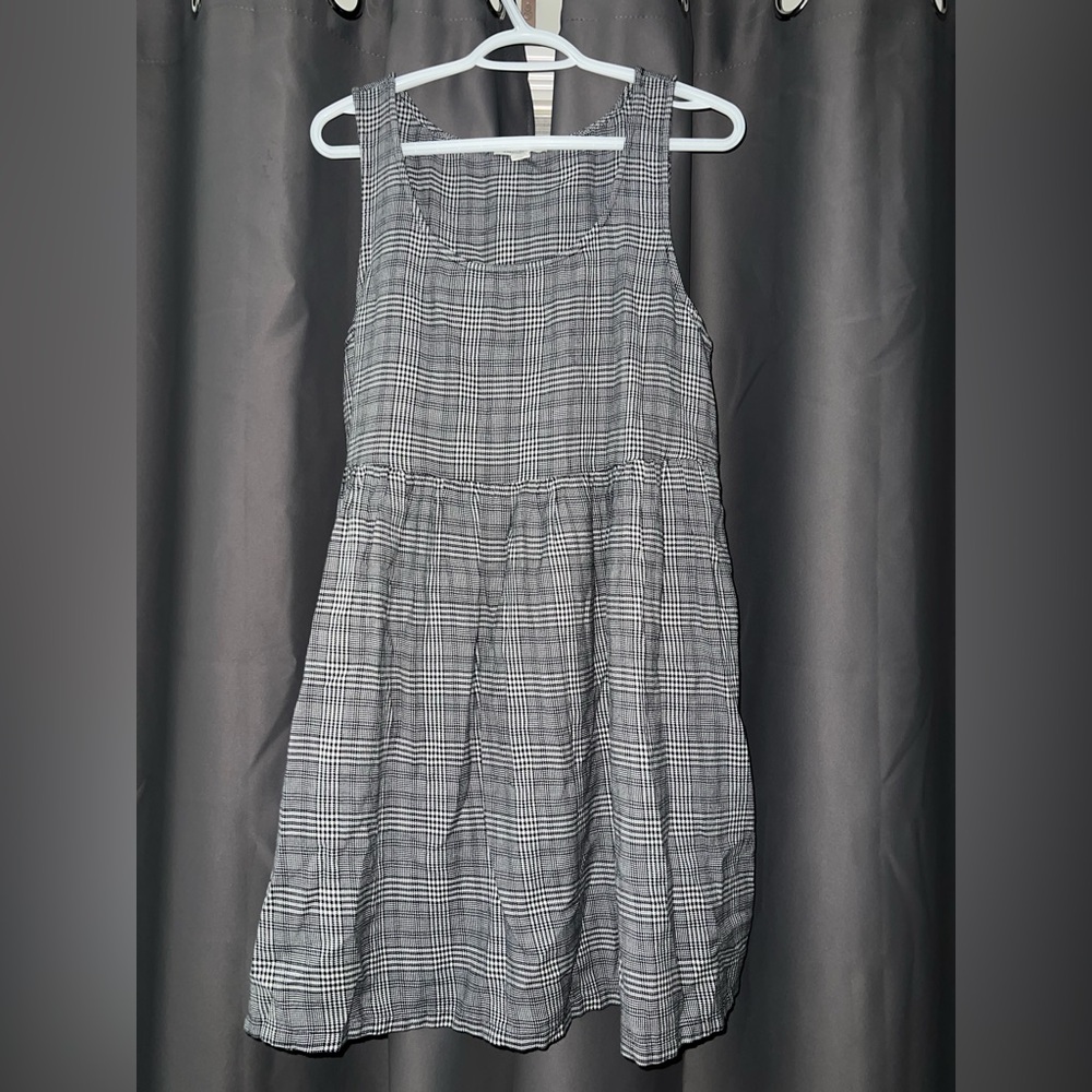 NWOT American Eagle L/G Black and White Plaid Babydoll Dress
